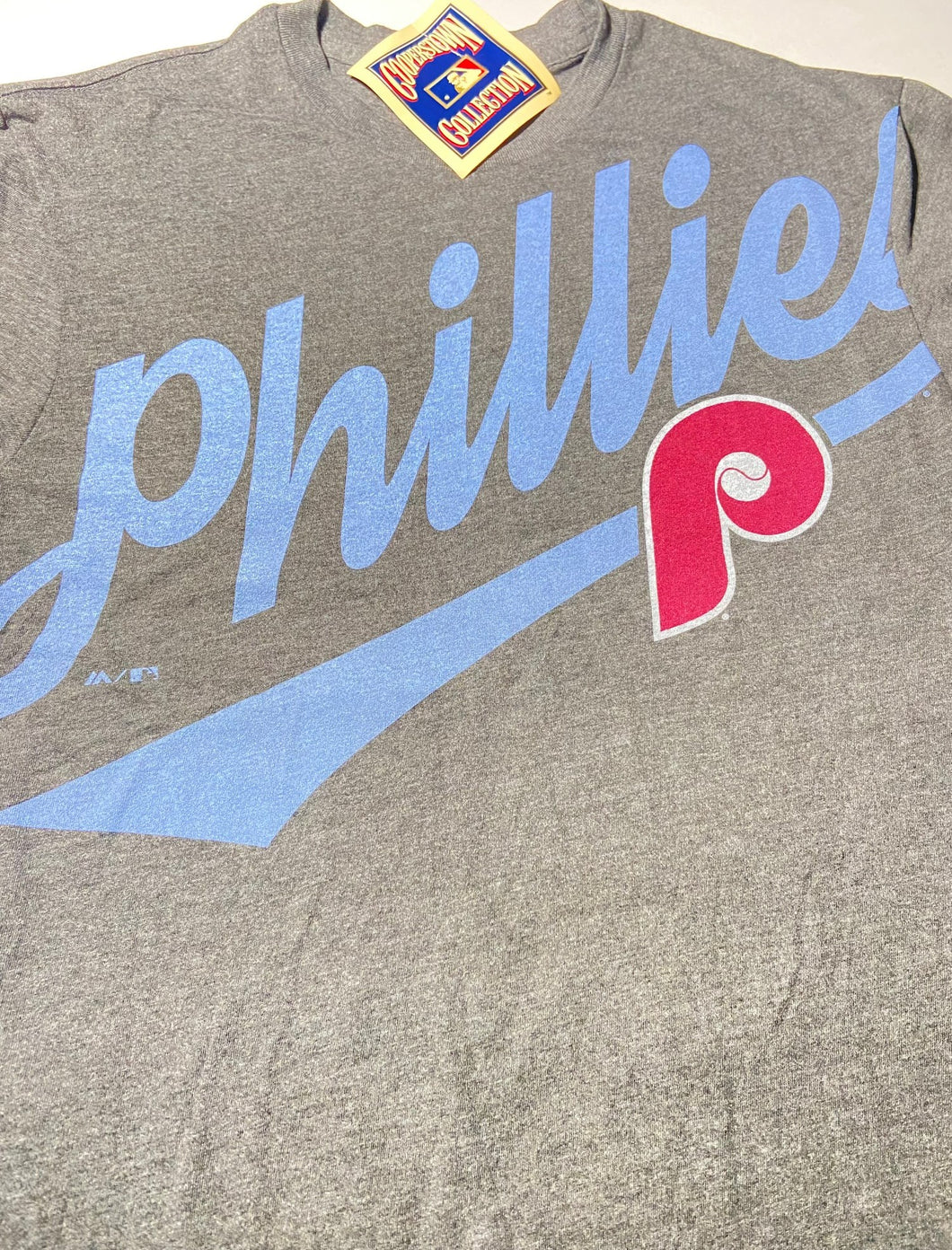 Philadelphia Phillies MLB Cooperstown Collection Adult Small Gray T-Shirt By Majestic