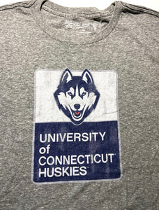 University of Connecticut Huskies NCAA Adult Large Gray Logo T-Shirt by The Victory