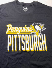 Load image into Gallery viewer, Pittsburg Penguins NHL Adult Small Black Logo T-Shirt by &#39;47 Brand