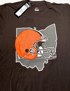 Cleveland Browns 2012 NFL "State Outline" Adult Small Brown Logo T-Shirt by NFL Team Apparel