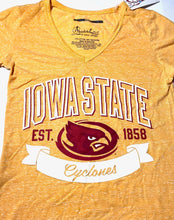 Load image into Gallery viewer, Iowa State Cyclones NCAA &quot;EST. 1858&quot; Banner Women&#39;s Gold T-Shirt By Pressbox/Royce Apparel