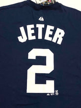 Load image into Gallery viewer, Derek Jeter 2012 MLB NY Yankees Adult Medium Blue Jersey Style T-Shirt By Majestic